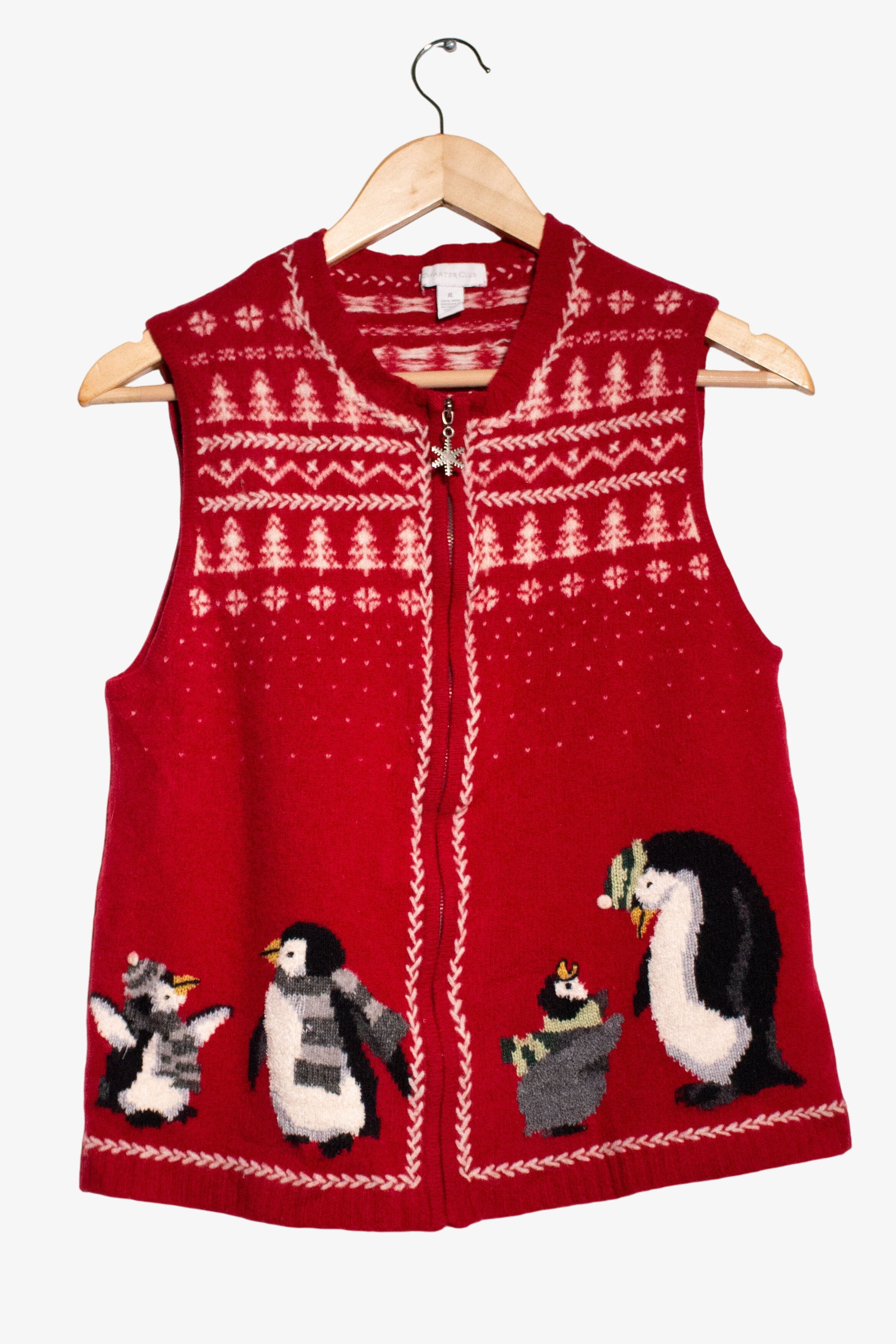 Vintage Red Penguins Ugly Christmas Vest (2000s)