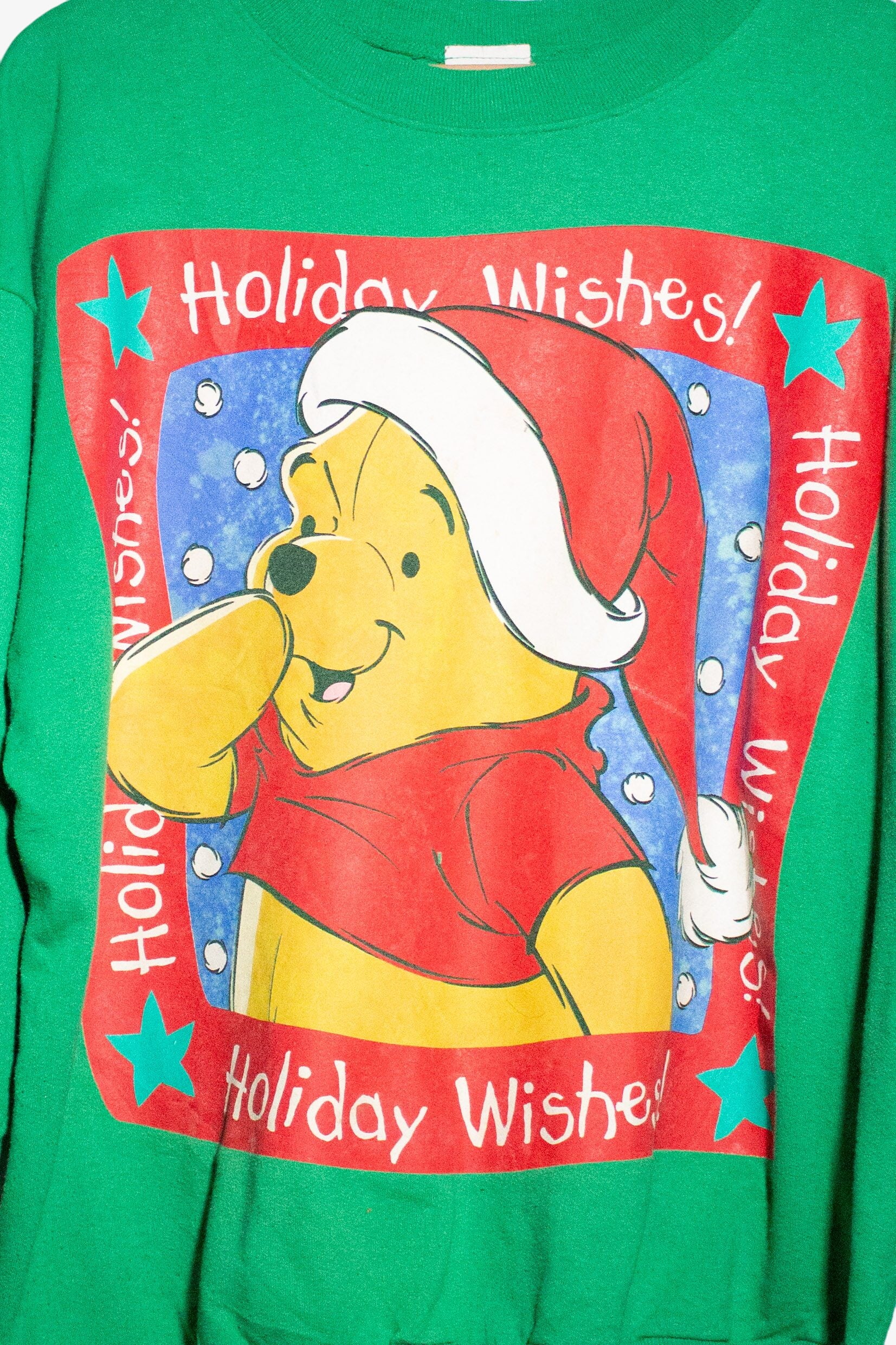 Vintage Pooh Holiday Wishes Ugly Christmas Sweatshirt (1990s)