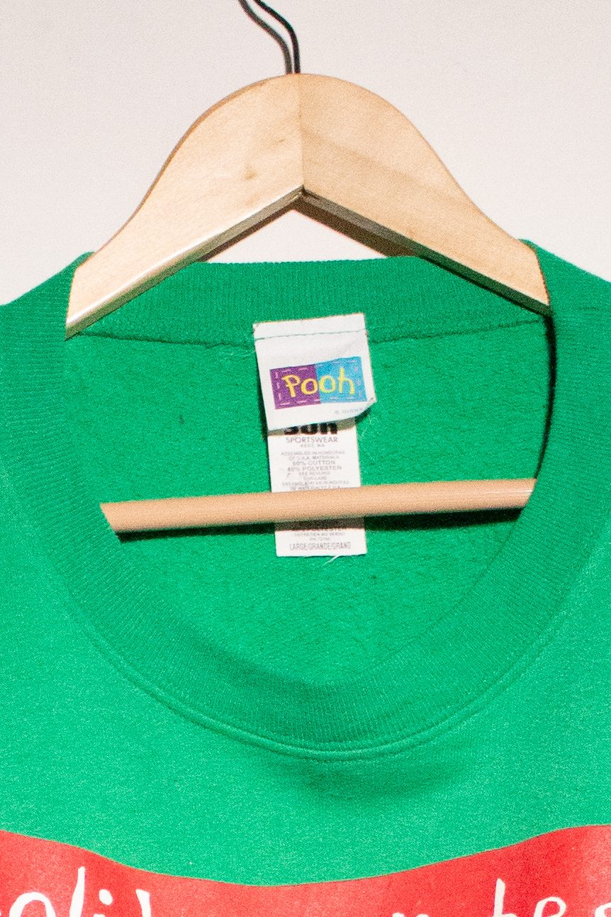 Vintage Pooh Holiday Wishes Ugly Christmas Sweatshirt (1990s)