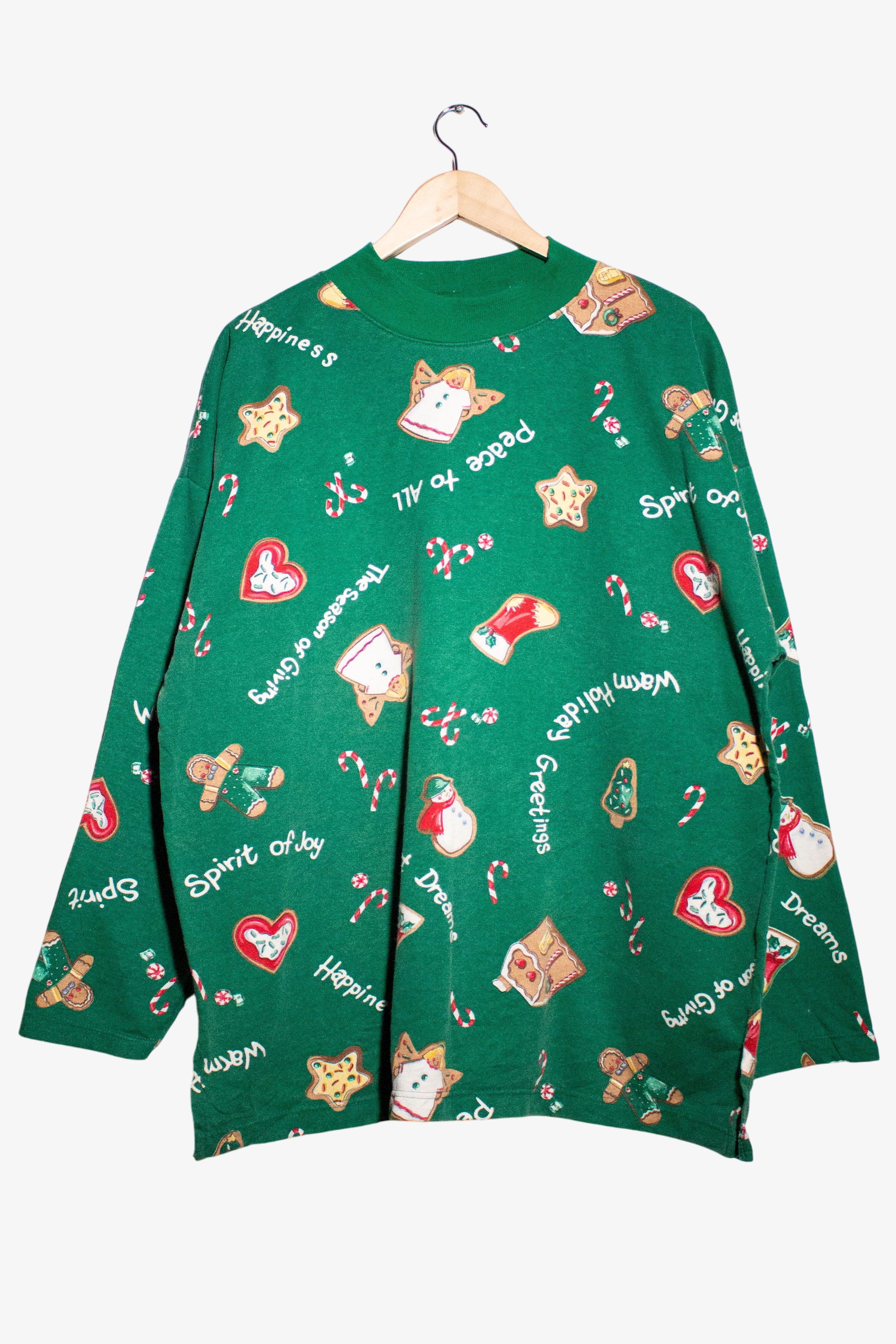 Vintage Holiday Words Ugly Christmas Sweatshirt (1990s)