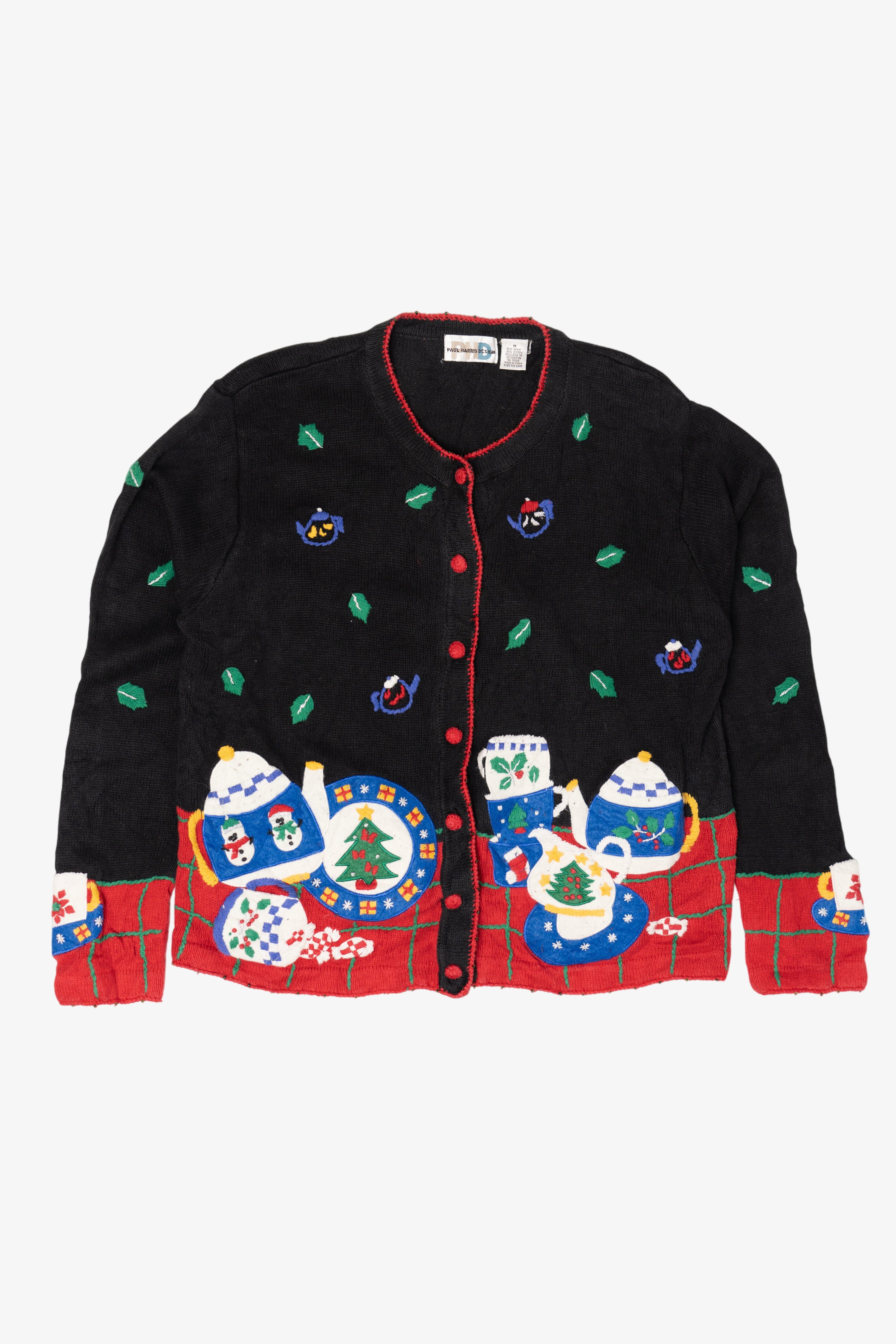 Vintage Paul Harris Design Tea Party Ugly Christmas Sweater (1990s)