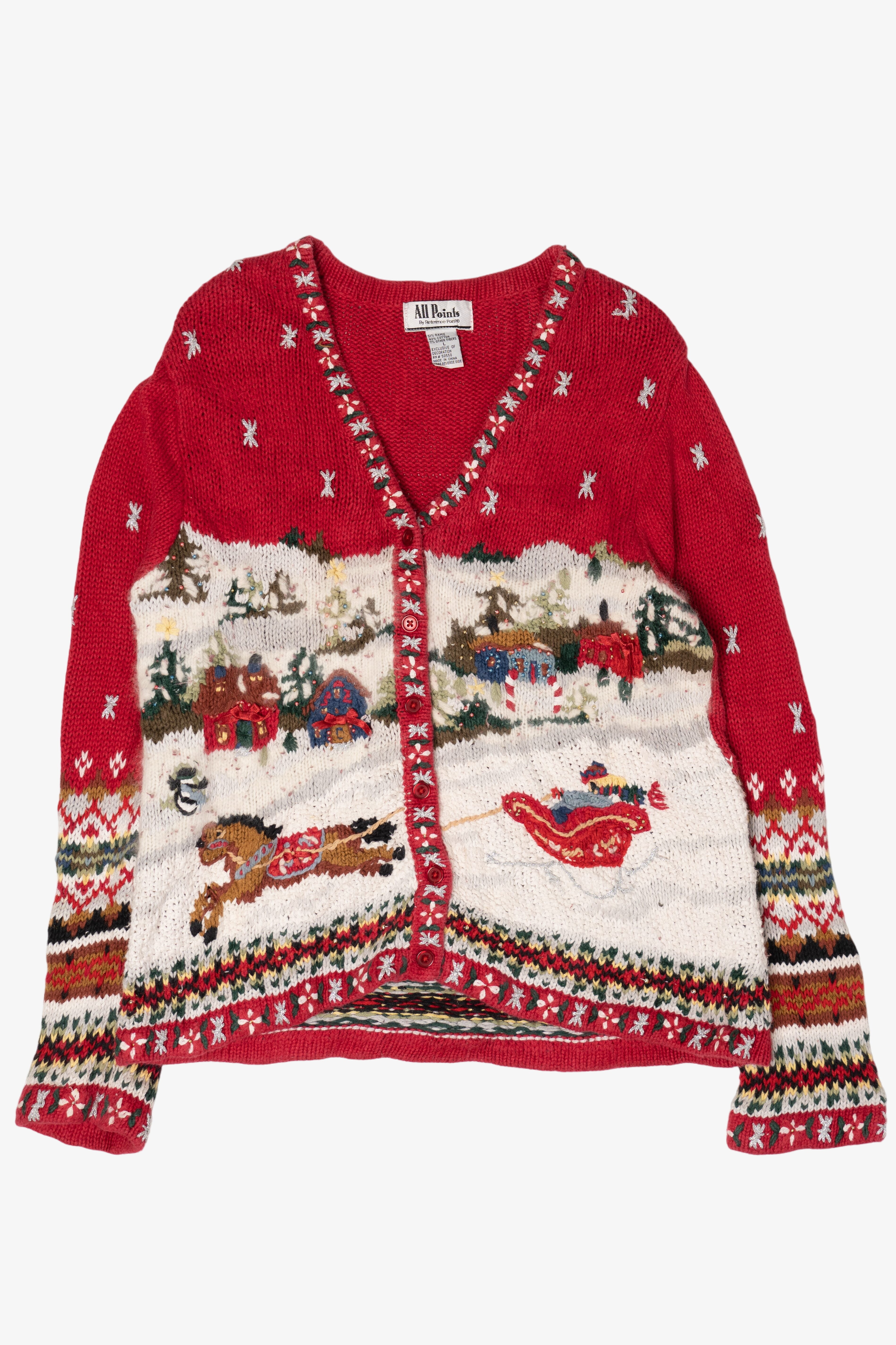 Vintage All Points Ugly Christmas Cardigan (1990s)