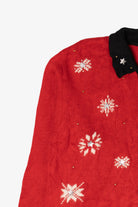 Vintage Karen Scott Hand Embroidered Snowmen Ugly Christmas Cardigan (1990s)