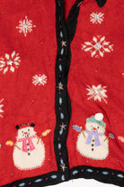 Vintage Karen Scott Hand Embroidered Snowmen Ugly Christmas Cardigan (1990s)