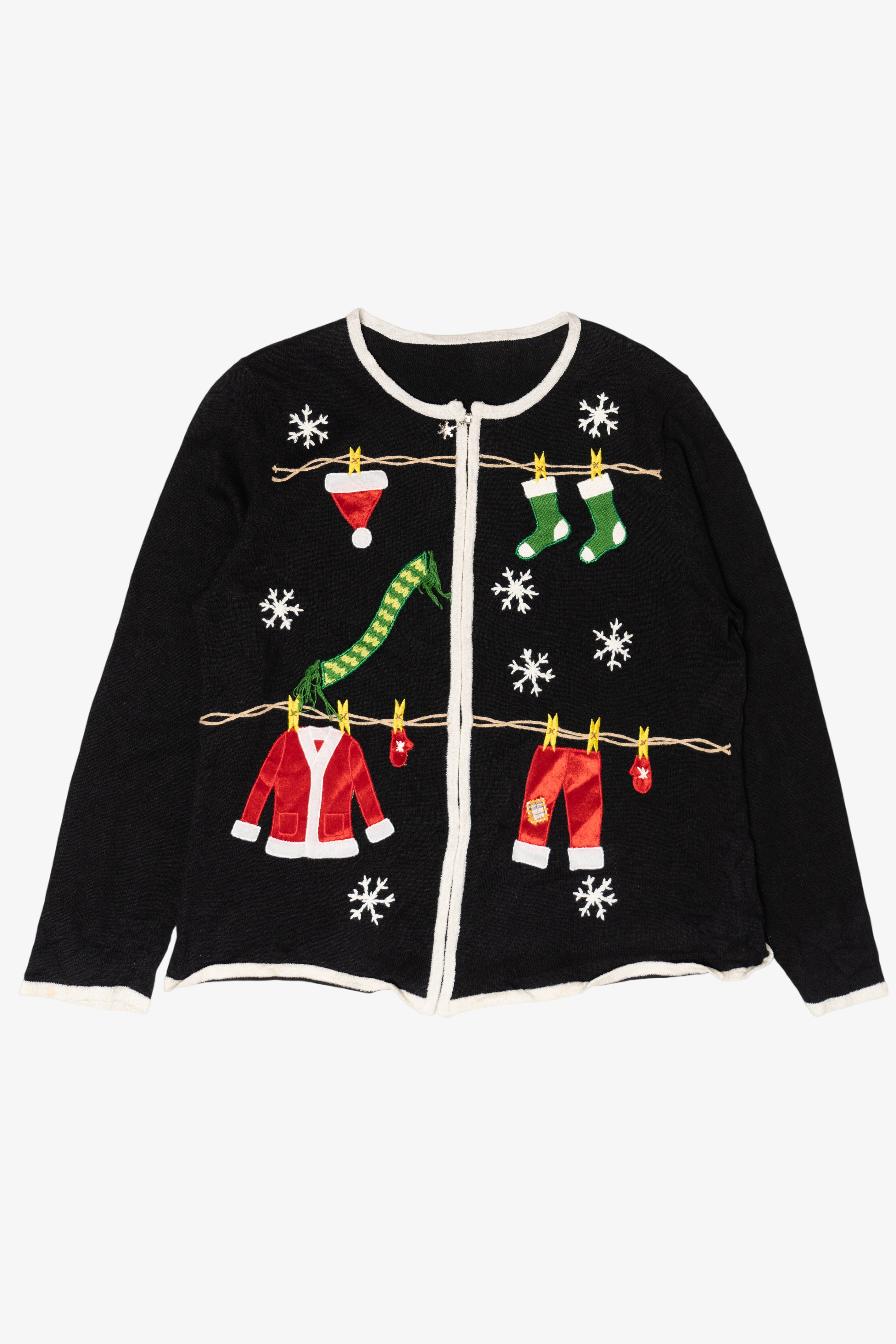 Vintage Y2k Lightweight Clothesline Ugly Christmas Sweater (2000s)