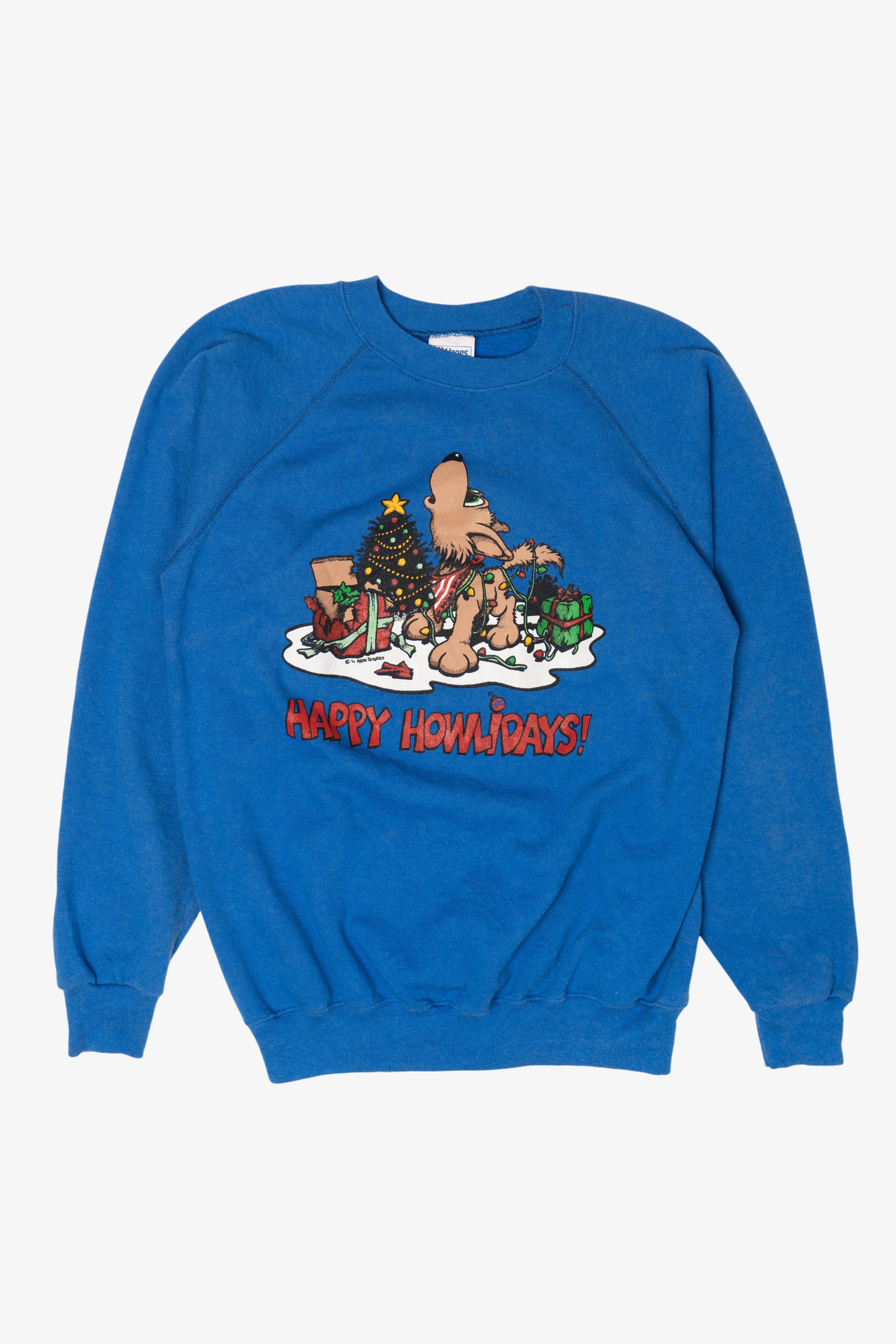 Vintage "Happy Howlidays" Ugly Christmas Sweater (1990s)