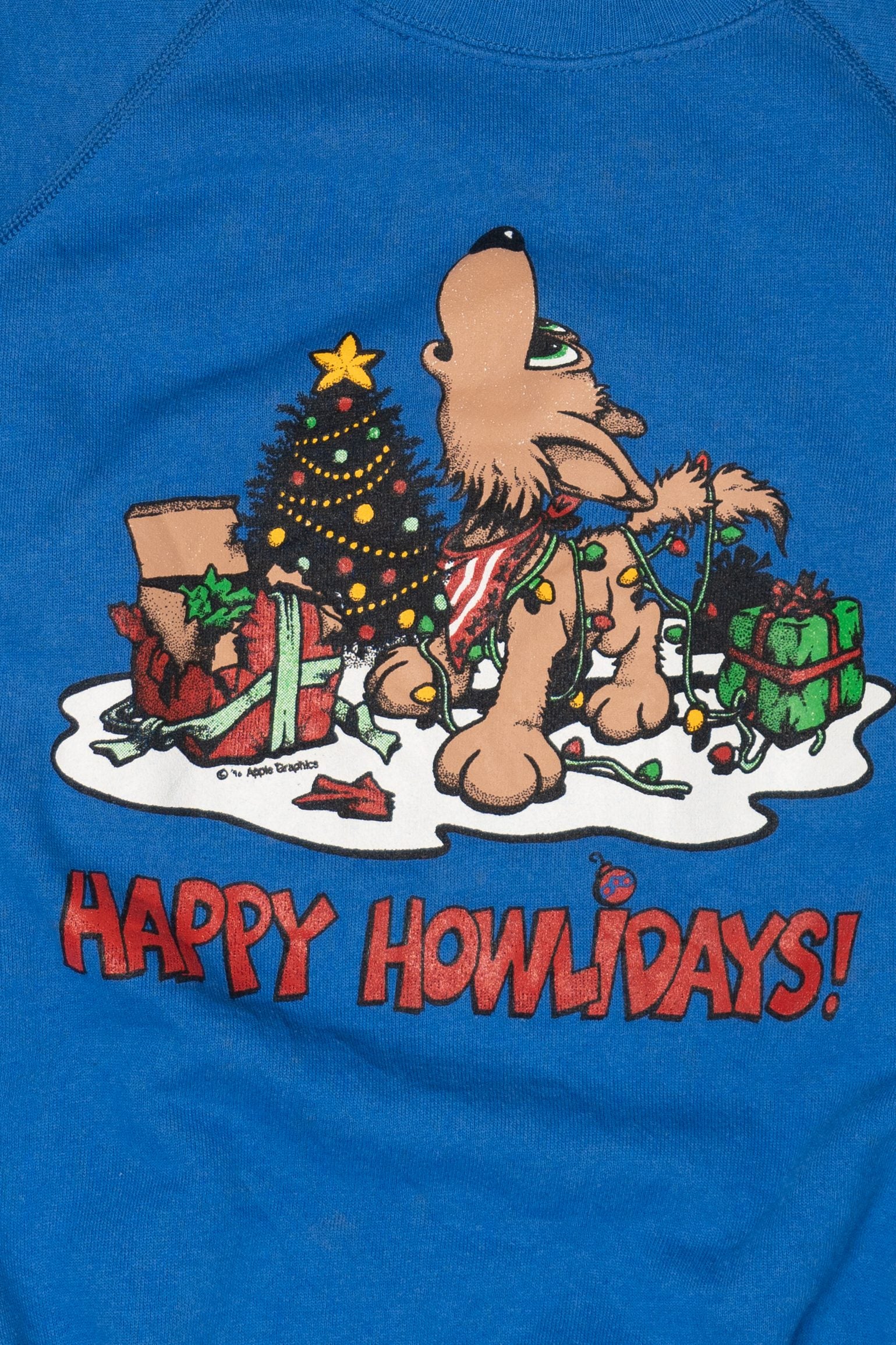 Vintage "Happy Howlidays" Ugly Christmas Sweater (1990s)