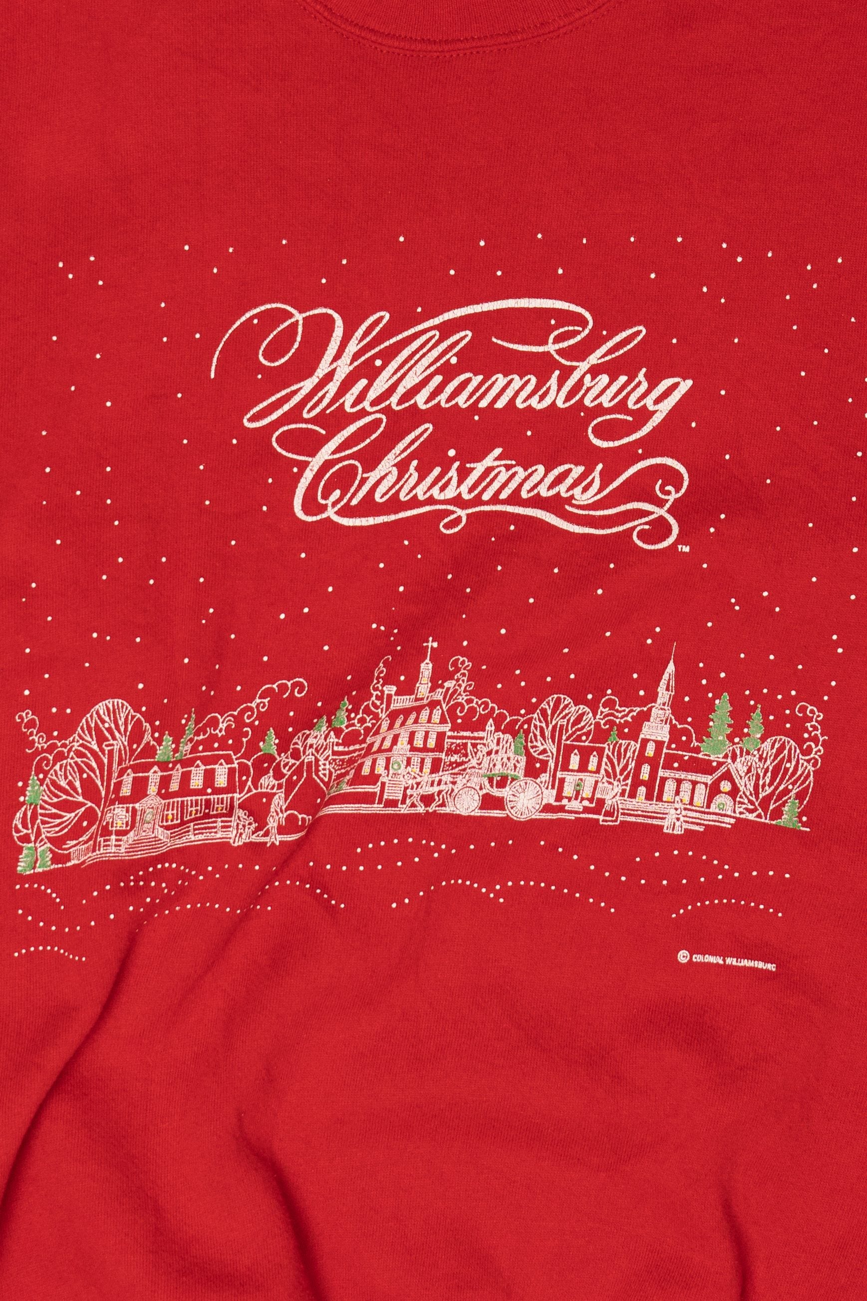 Vintage "Williamsburg Christmas" Ugly Christmas Sweater (1990s)