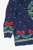 Vintage Hand Knit Wreaths Ugly Christmas Sweater (1990s)
