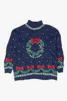 Vintage Hand Knit Wreaths Ugly Christmas Sweater (1990s)