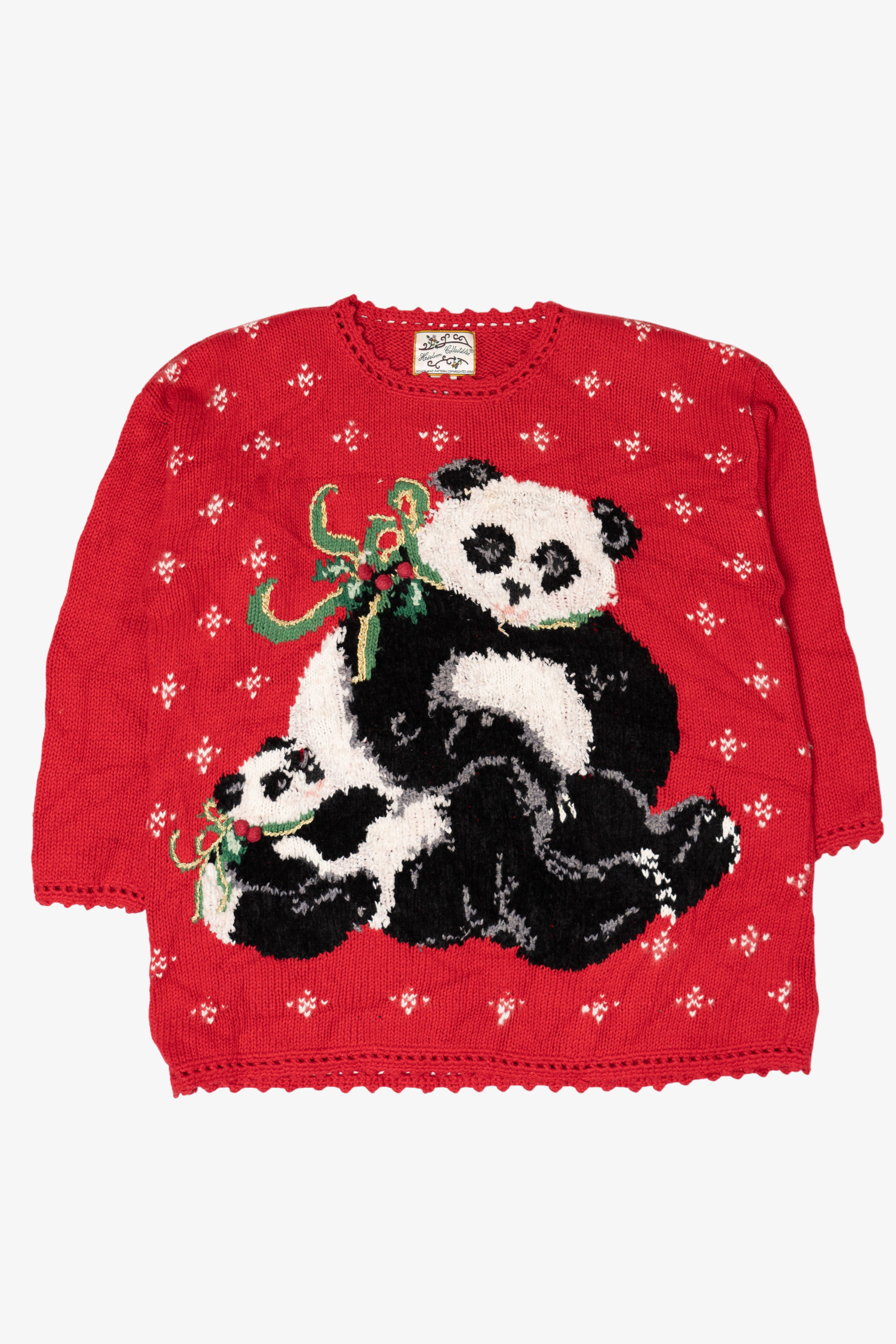 Vintage Panda Bears Ugly Christmas Pullover (1990s)