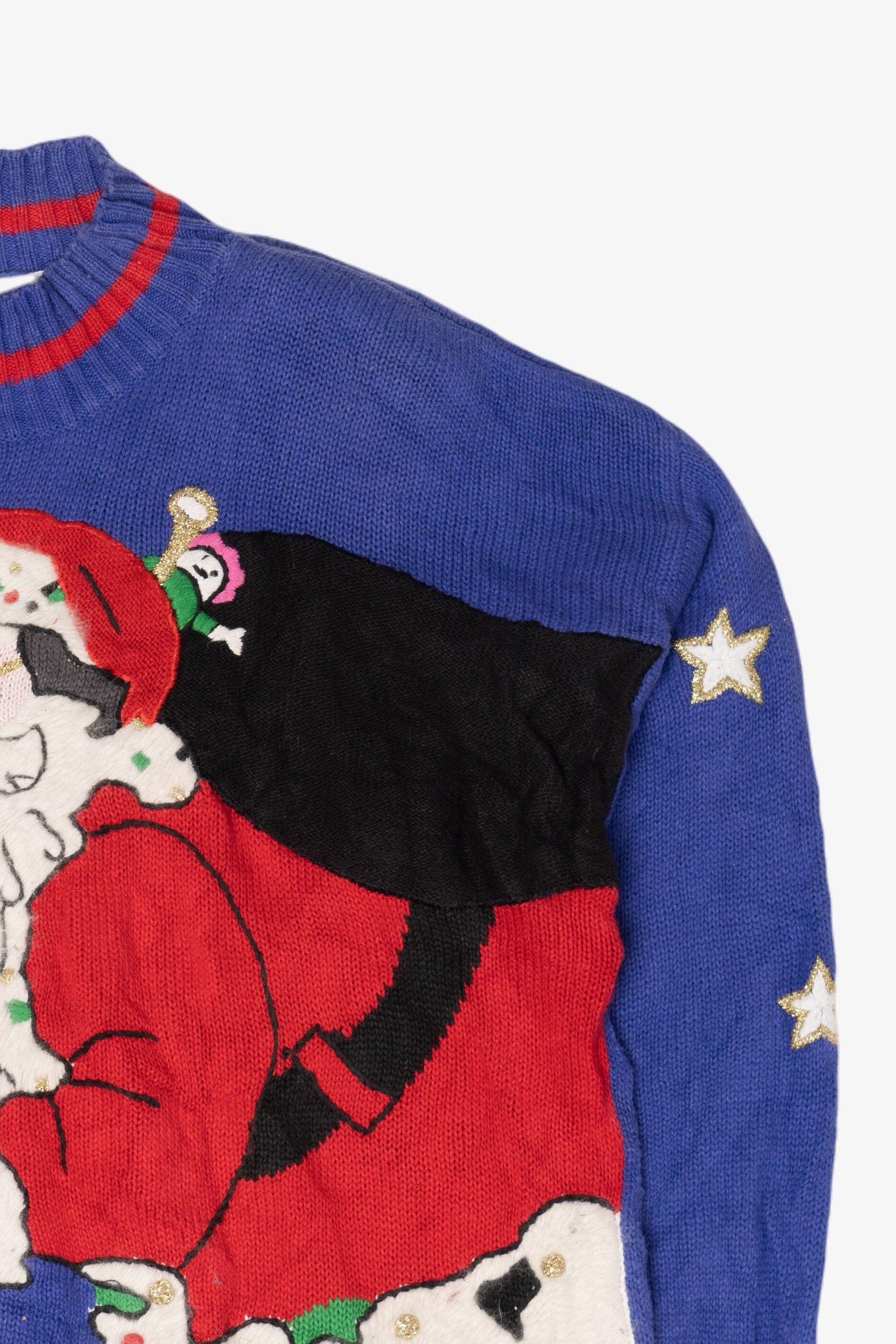 Vintage Santa Going Down the Chimney Ugly Christmas Sweater (1990s)
