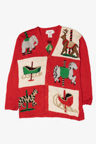 Vintage Hand Knit Carousel Ugly Christmas Sweater (1990s)