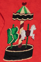 Vintage Hand Knit Carousel Ugly Christmas Sweater (1990s)