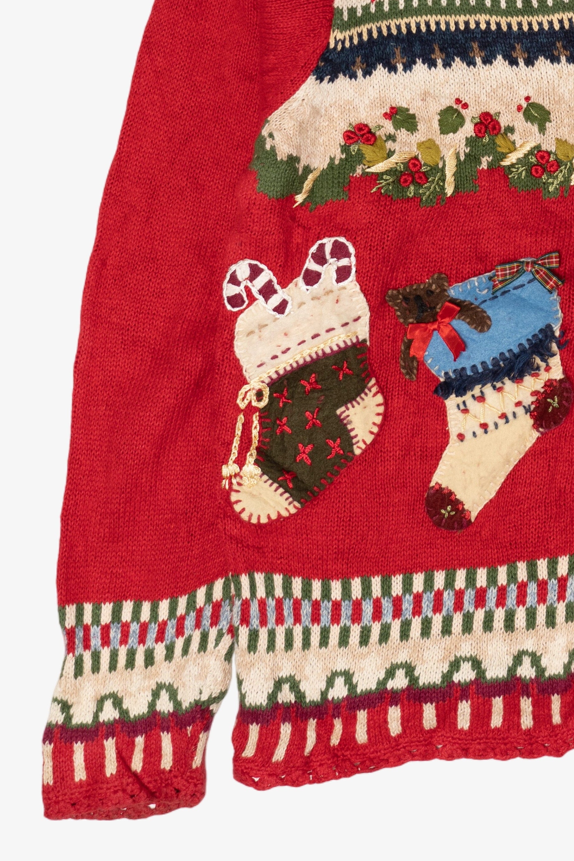 Vintage Nutcracker Stockings Ugly Christmas Sweater (1990s)