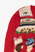 Vintage Nutcracker Stockings Ugly Christmas Sweater (1990s)