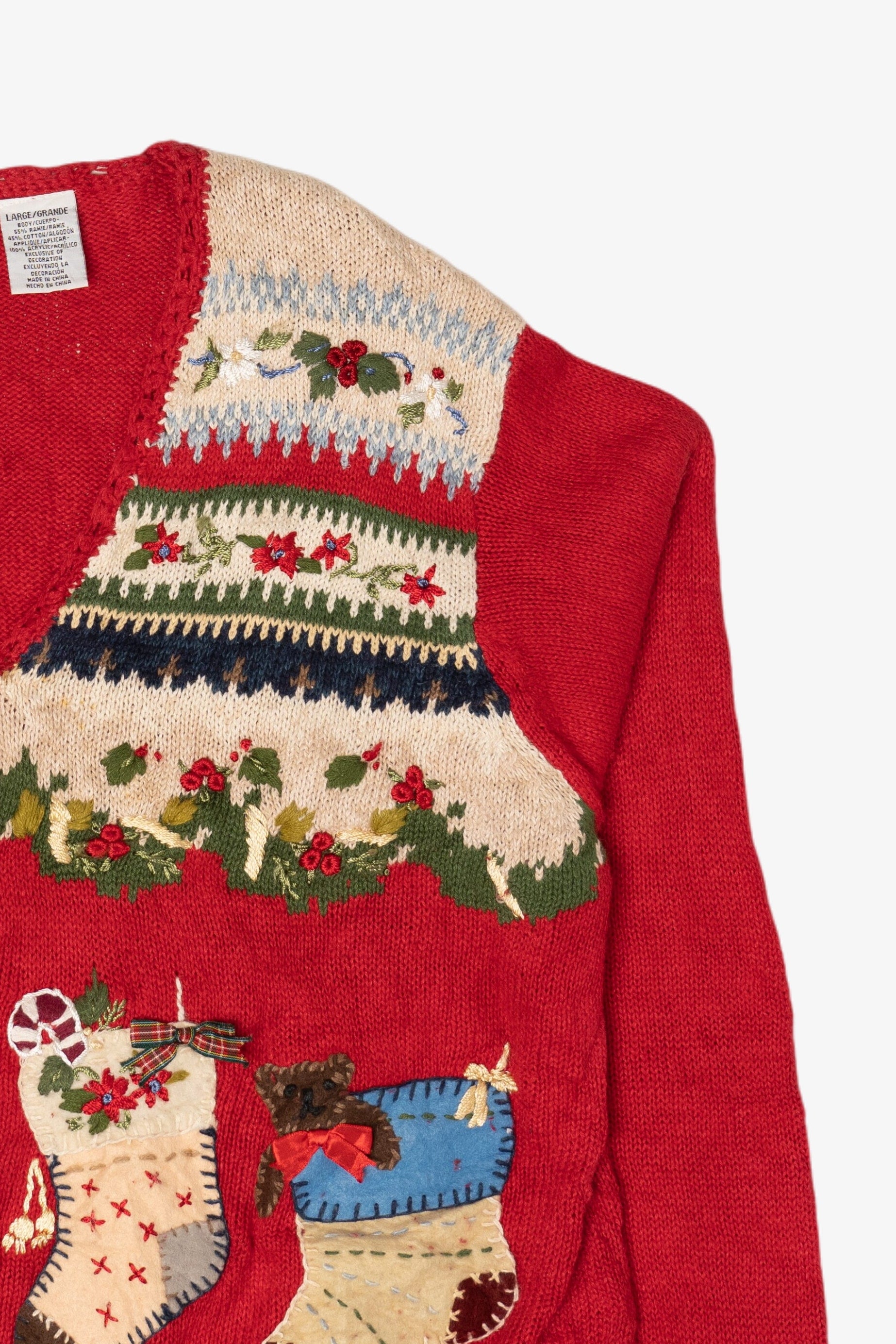 Vintage Nutcracker Stockings Ugly Christmas Sweater (1990s)