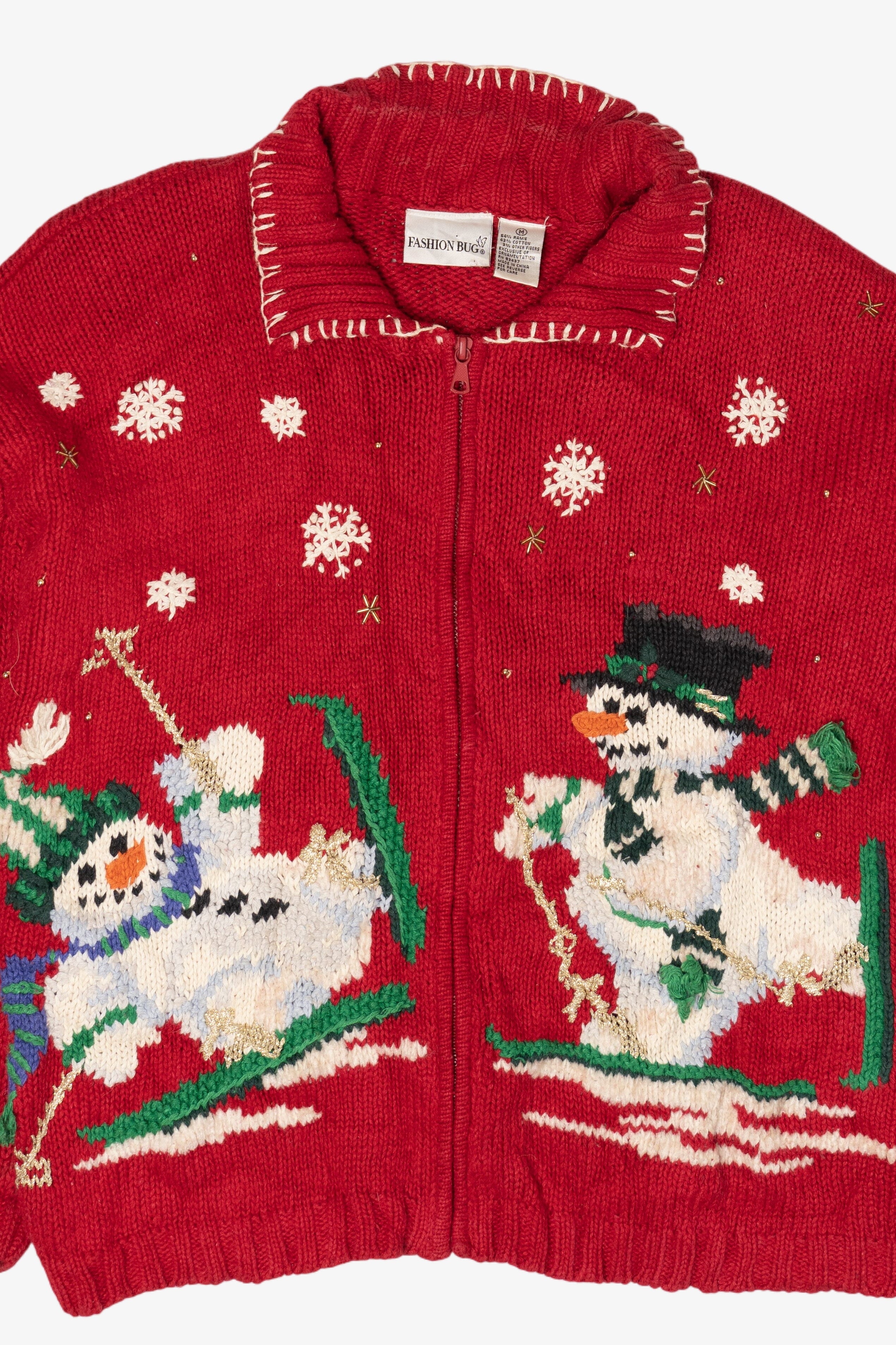 Vintage Snowmen Skiing Ugly Christmas Sweater (1990s)
