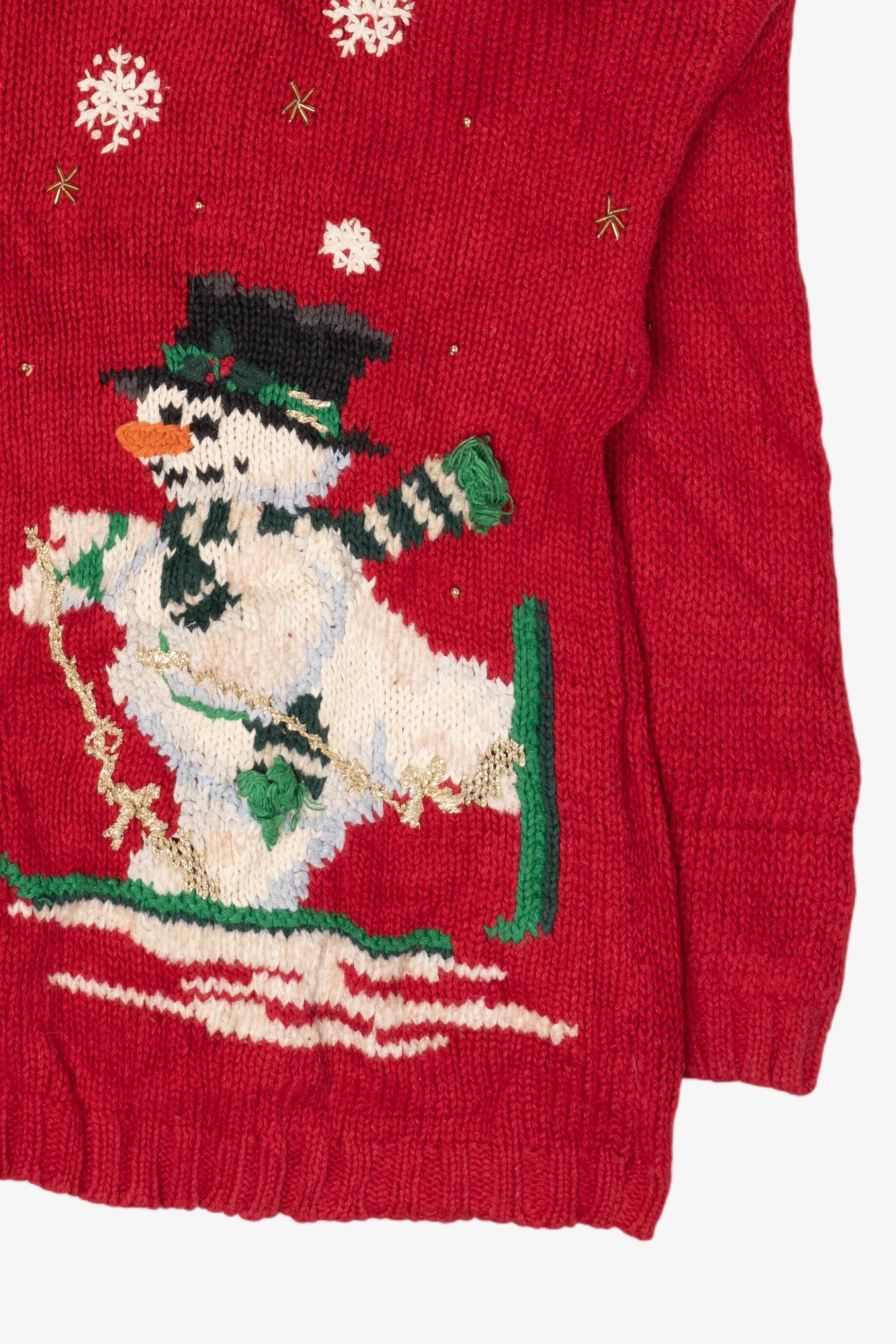 Vintage Snowmen Skiing Ugly Christmas Sweater (1990s)