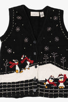 Vintage Penguins Ice Skating Ugly Christmas Sweater (1990s)