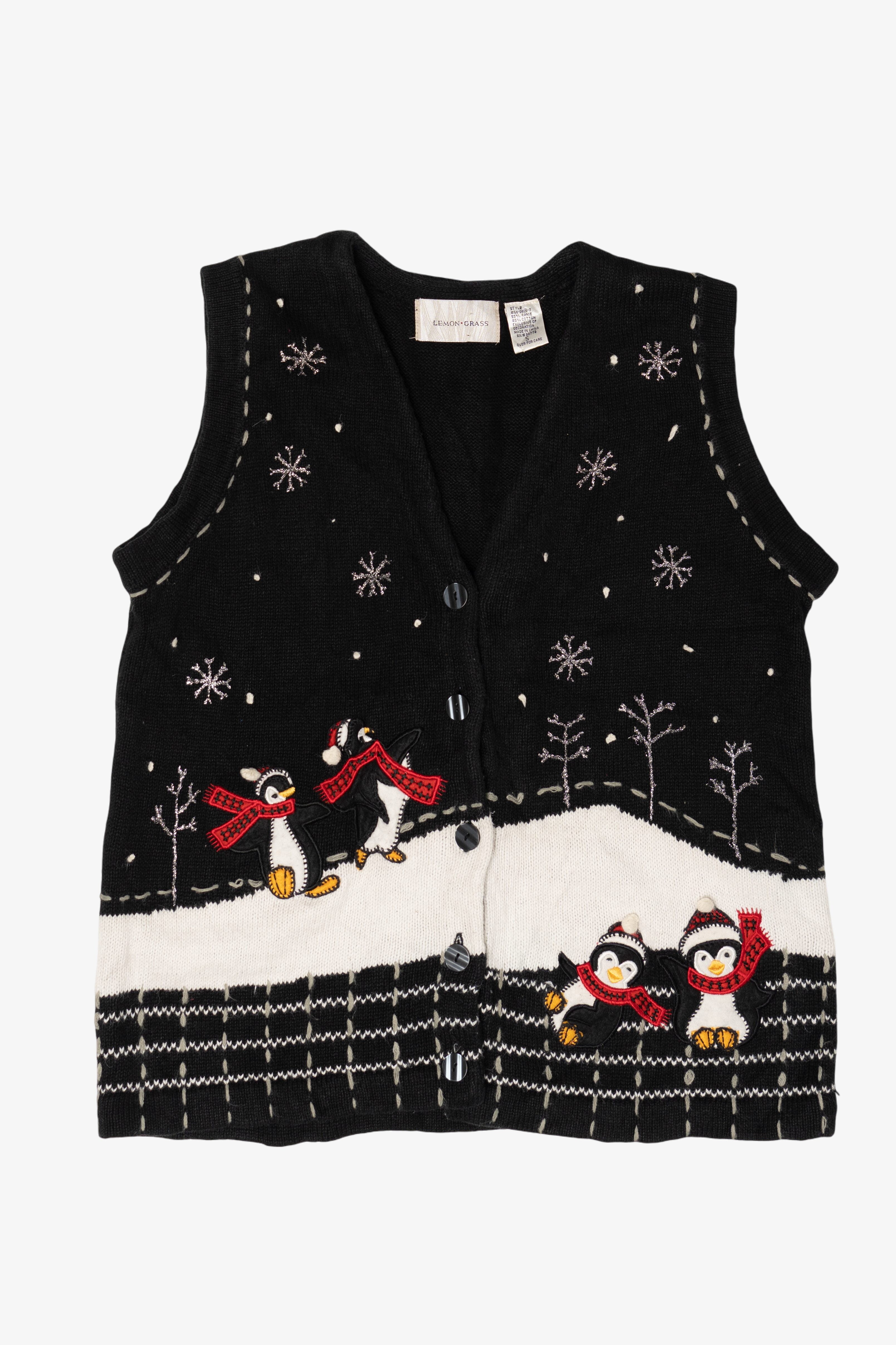Vintage Penguins Ice Skating Ugly Christmas Sweater (1990s)