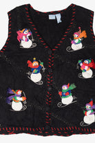 Vintage Snowmen Skiing Ugly Christmas Vest (1990s)