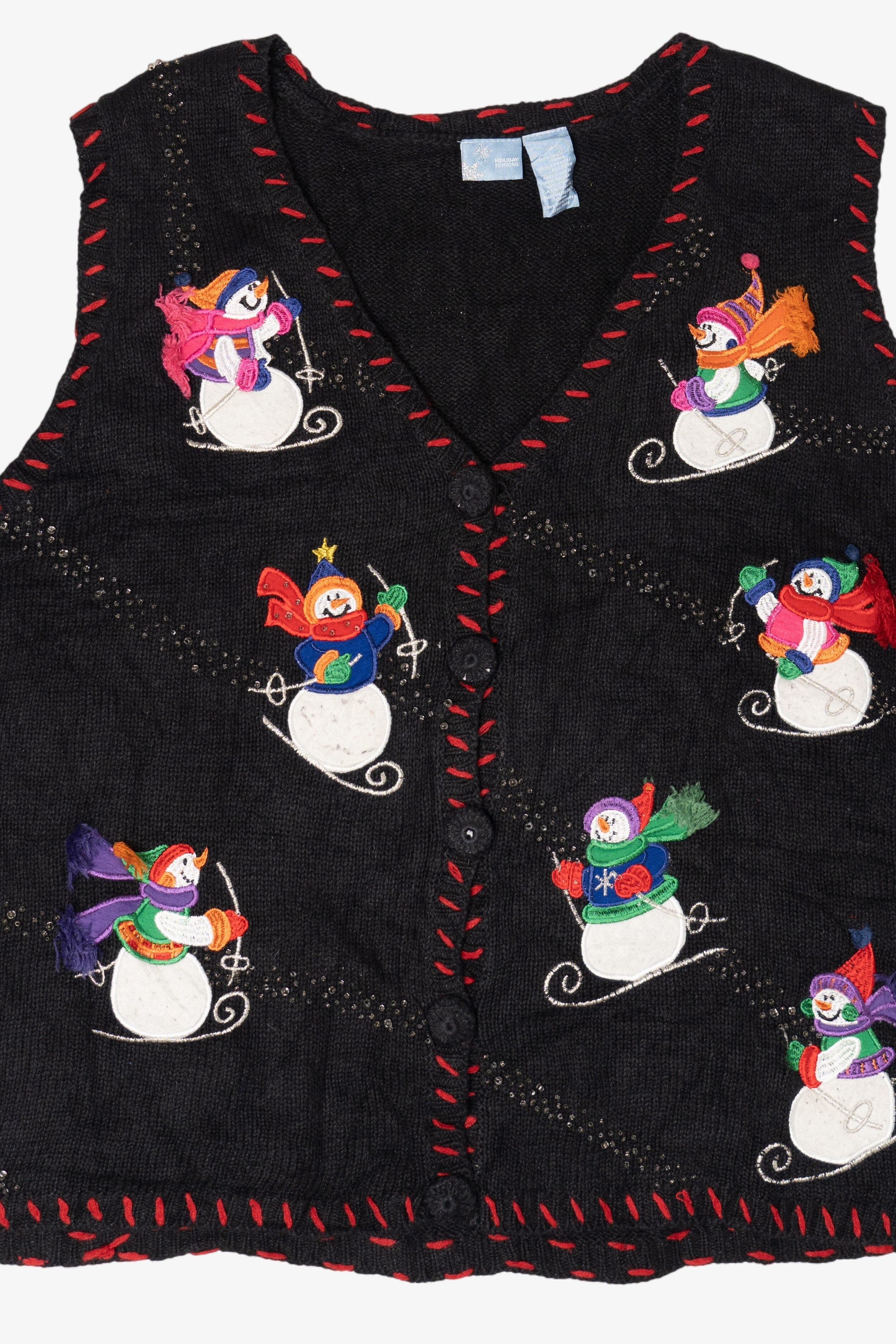 Vintage Snowmen Skiing Ugly Christmas Vest (1990s)