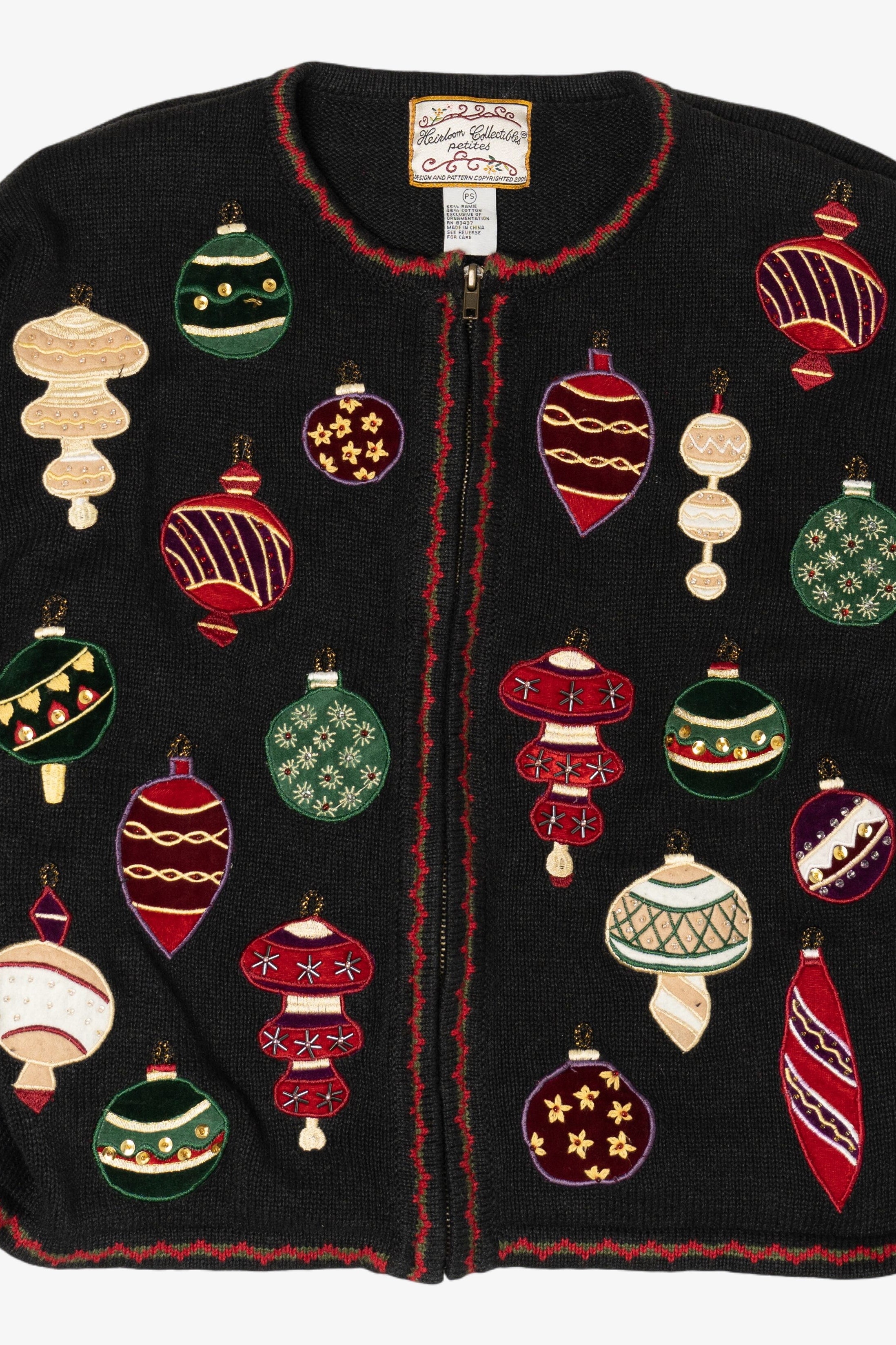 Vintage Heirloom Collectible Ornaments Ugly Christmas Cardigan (2000s)