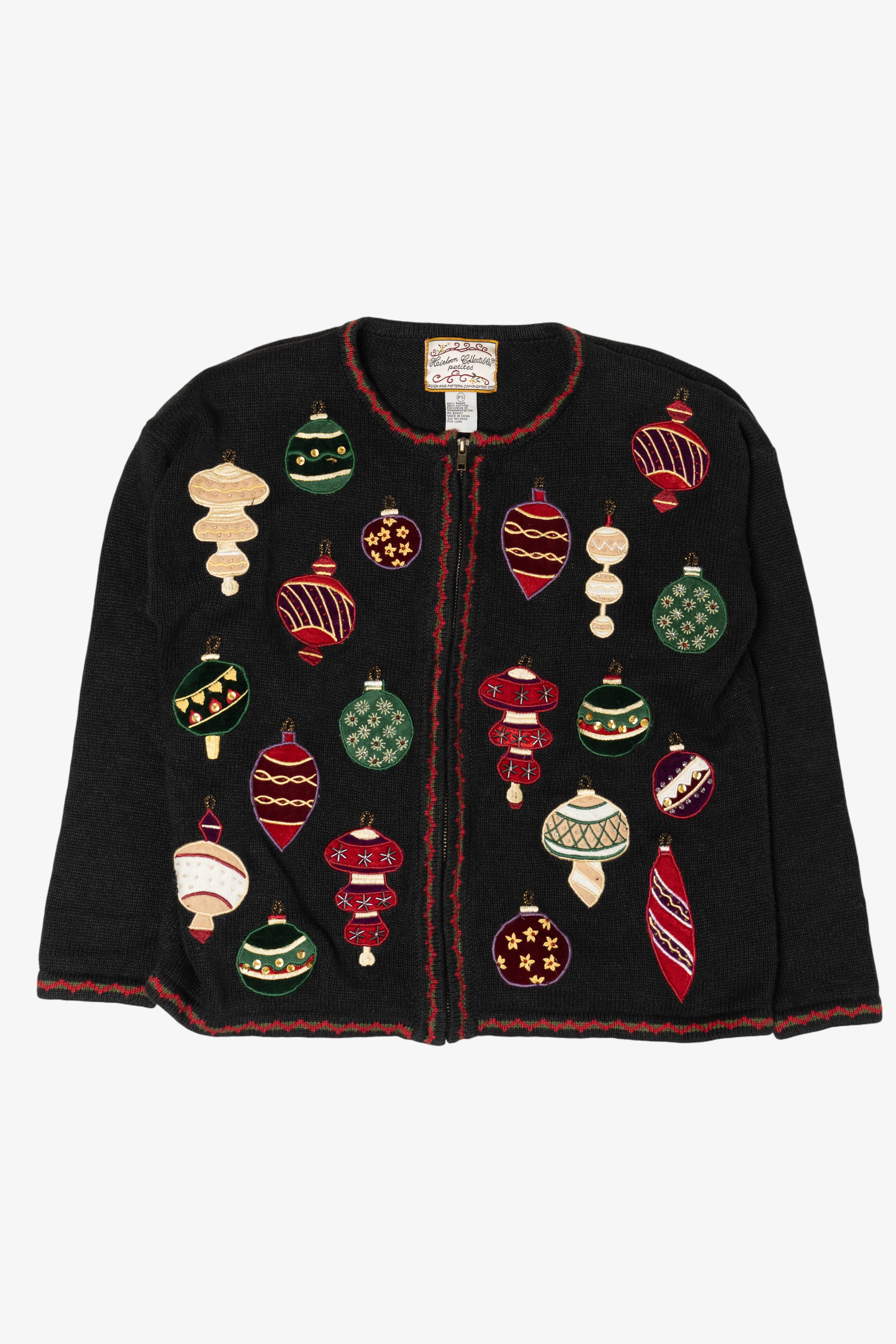 Vintage Heirloom Collectible Ornaments Ugly Christmas Cardigan (2000s)
