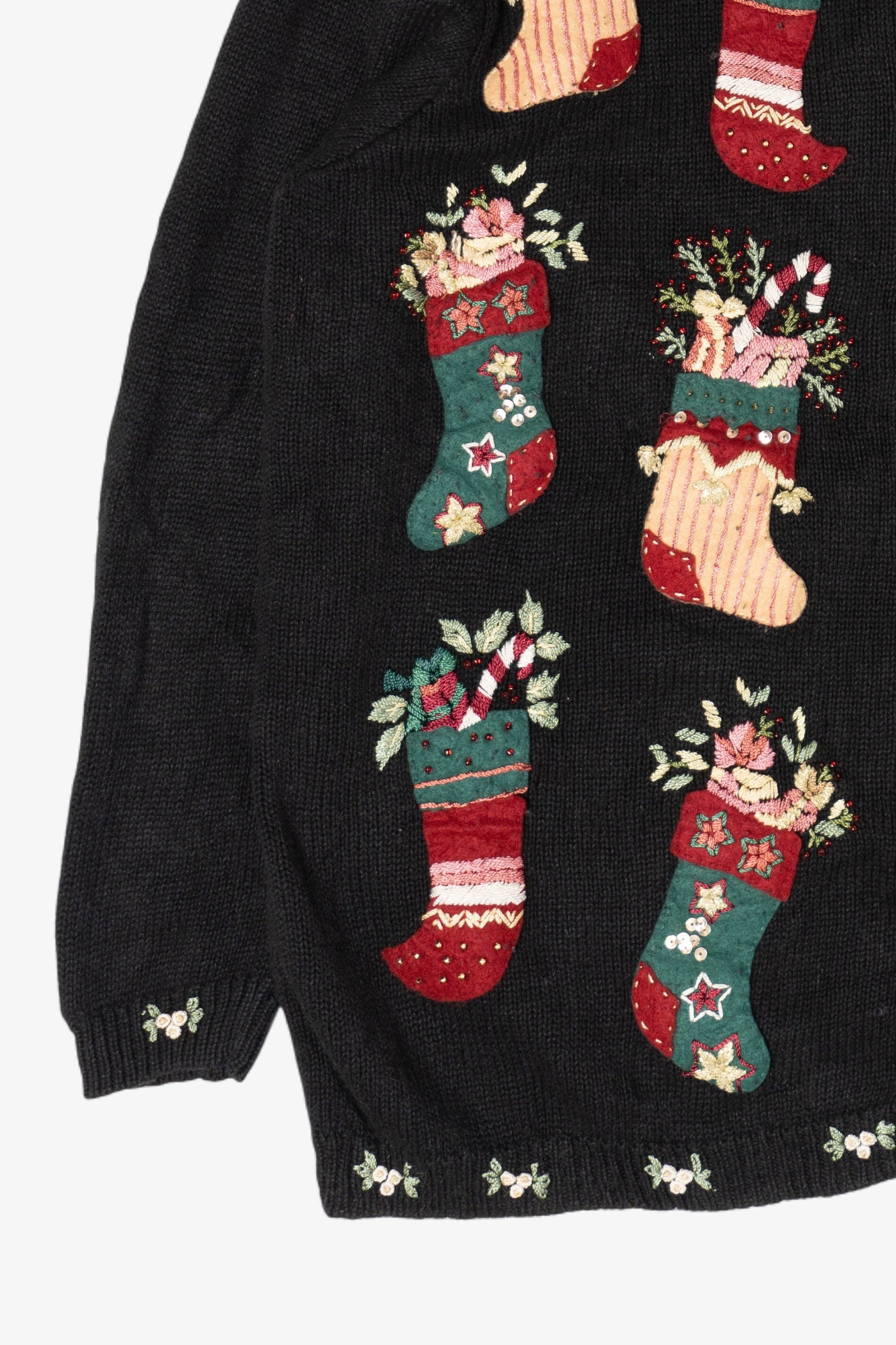 Vintage Stitches In Time Stockings Ugly Christmas Cardigan (1990s)