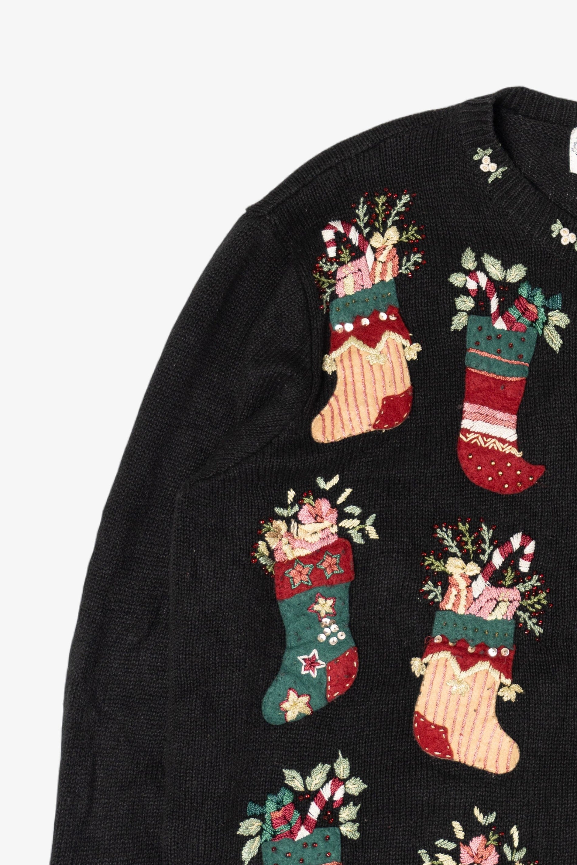 Vintage Stitches In Time Stockings Ugly Christmas Cardigan (1990s)