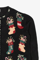 Vintage Stitches In Time Stockings Ugly Christmas Cardigan (1990s)