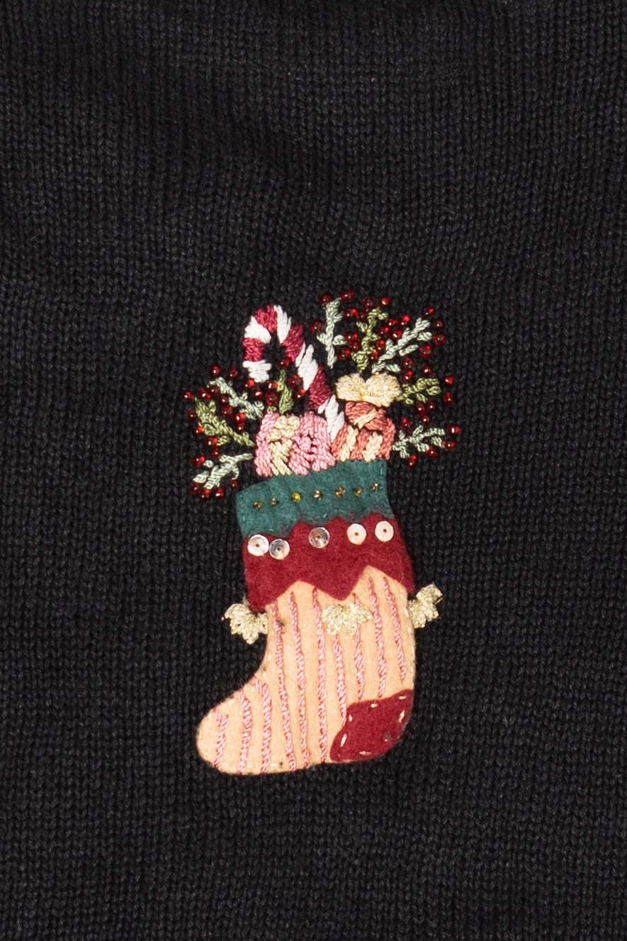 Vintage Stitches In Time Stockings Ugly Christmas Cardigan (1990s)