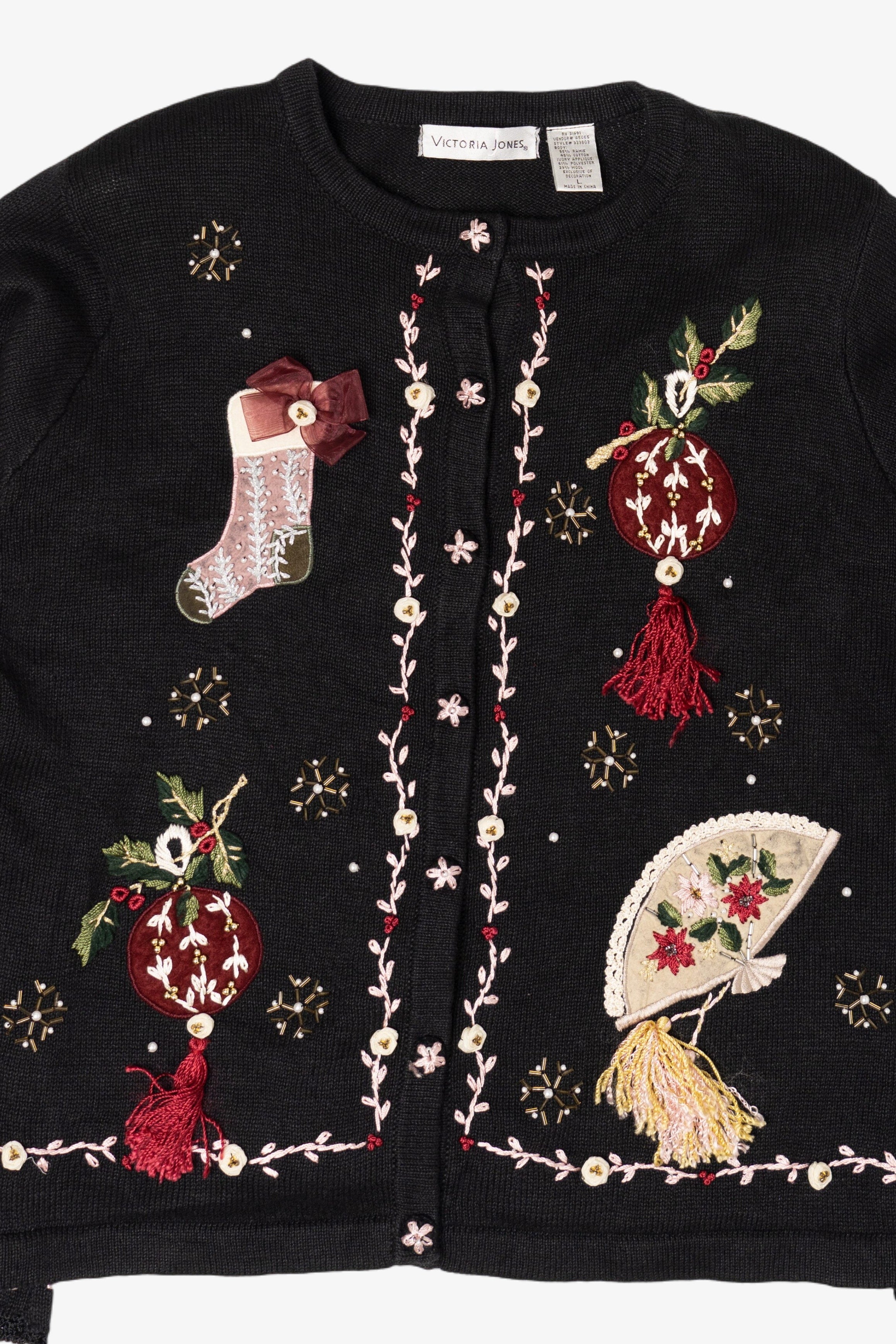 Vintage Victoria Jones Ugly Christmas Cardigan (1990s)