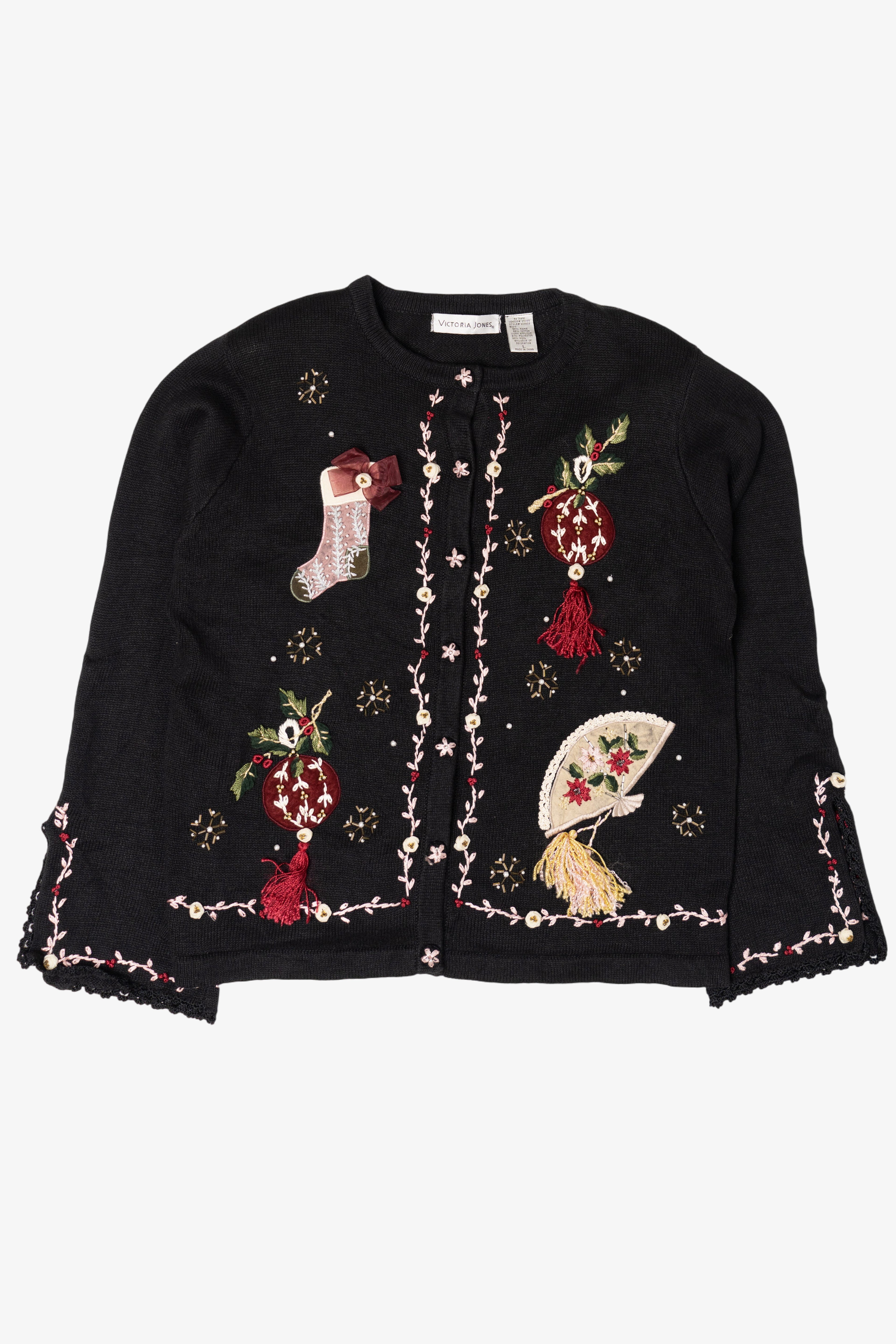 Vintage Victoria Jones Ugly Christmas Cardigan (1990s)