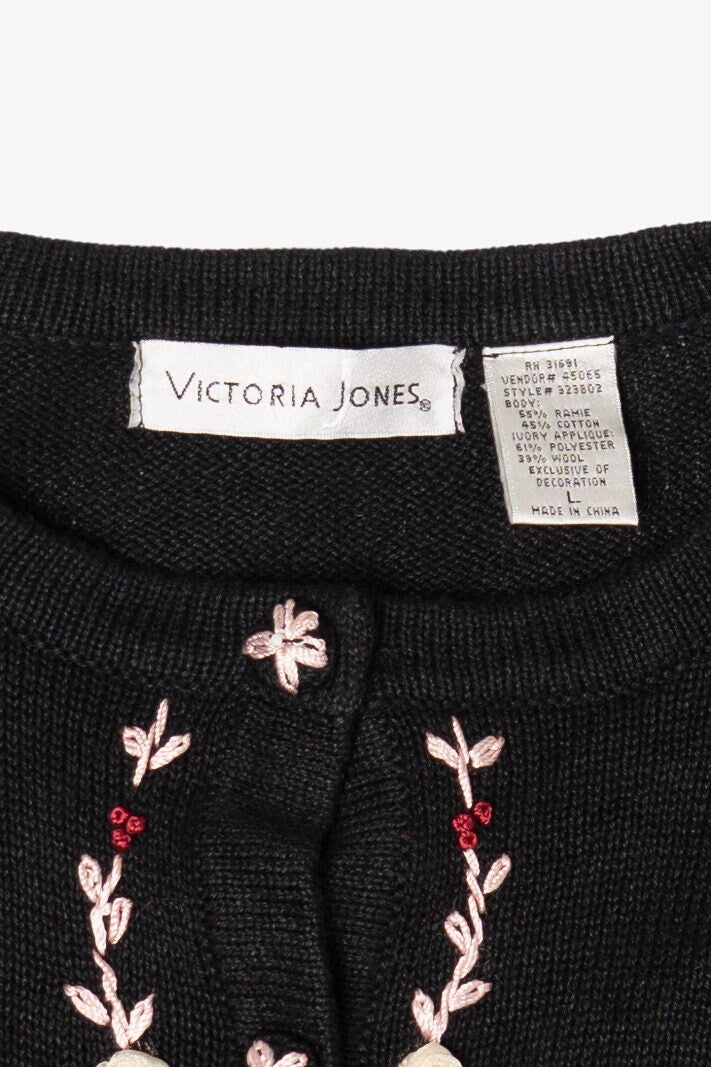 Vintage Victoria Jones Ugly Christmas Cardigan (1990s)