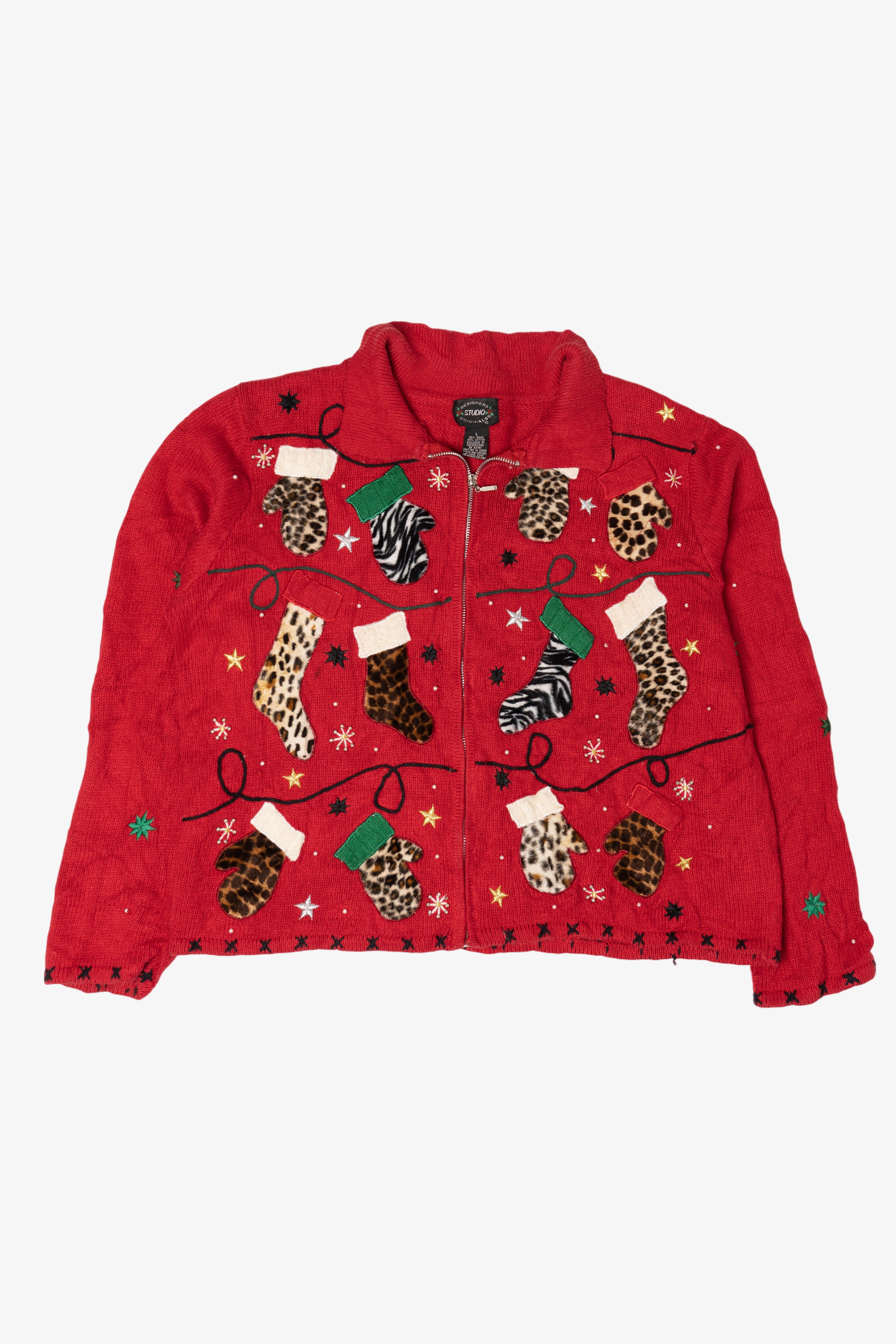 Vintage Designer Studio Originals Stockings Ugly Christmas Cardigan (2000s)