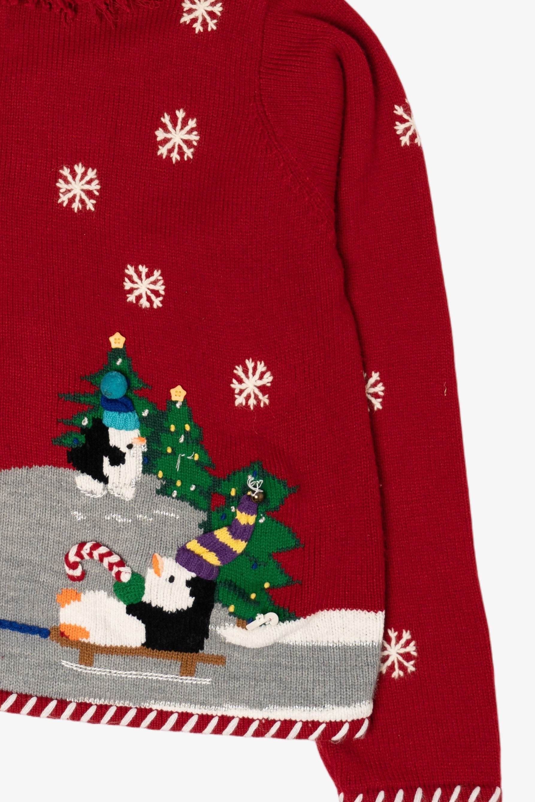 Vintage Karen Scott Penguins On Ice Ugly Christmas Cardigan (2000s)