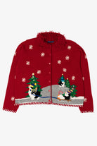 Vintage Karen Scott Penguins On Ice Ugly Christmas Cardigan (2000s)