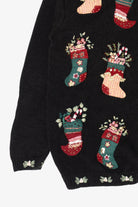 Vintage Stitches In Time Stockings Ugly Christmas Cardigan (1990s)