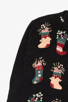 Vintage Stitches In Time Stockings Ugly Christmas Cardigan (1990s)