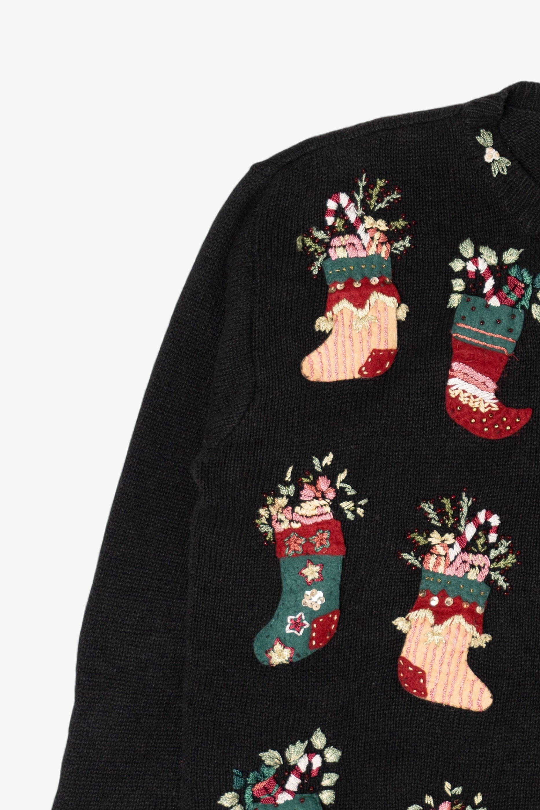 Vintage Stitches In Time Stockings Ugly Christmas Cardigan (1990s)