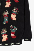 Vintage Stitches In Time Stockings Ugly Christmas Cardigan (1990s)