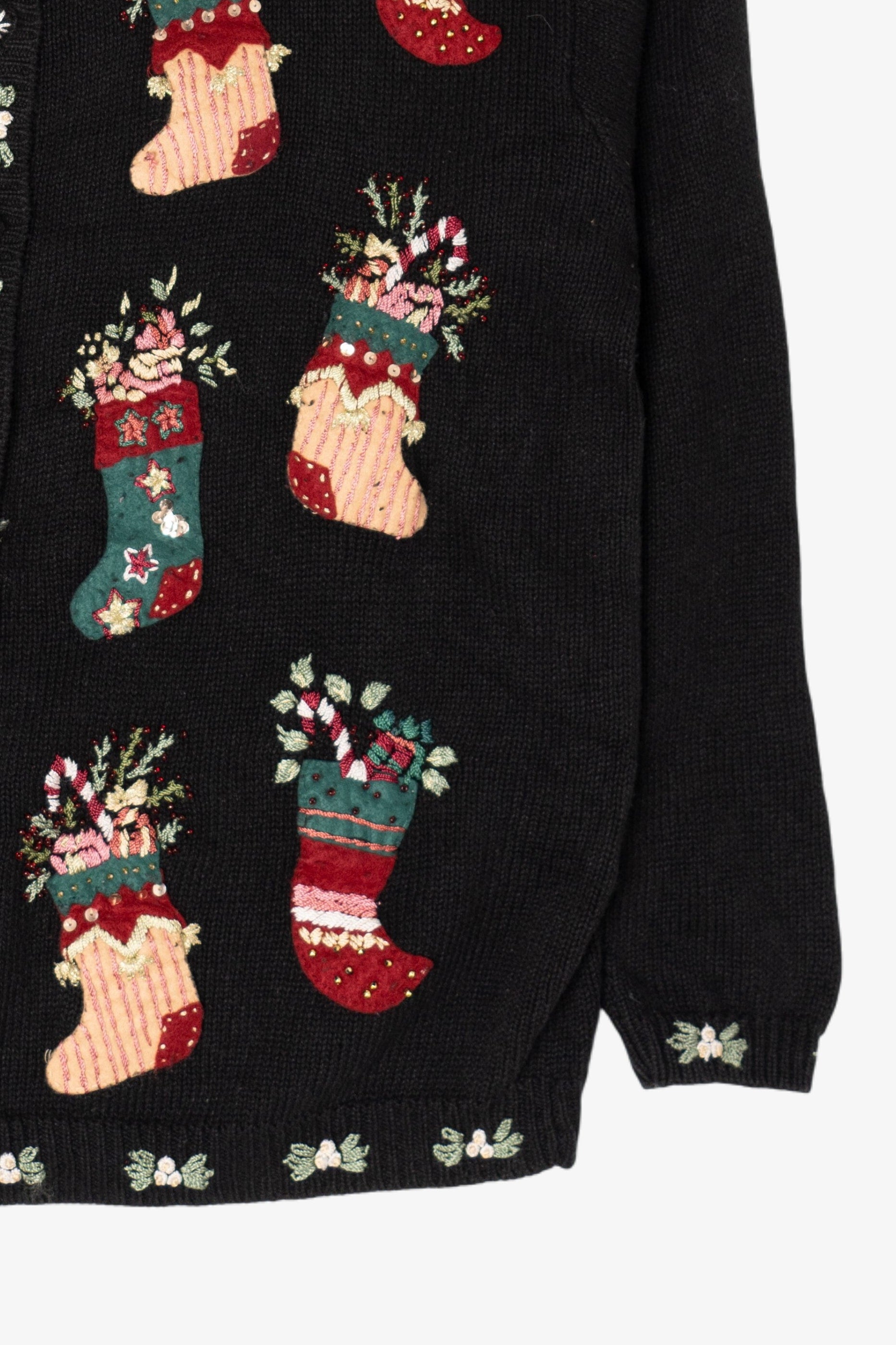 Vintage Stitches In Time Stockings Ugly Christmas Cardigan (1990s)