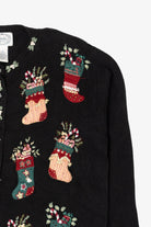 Vintage Stitches In Time Stockings Ugly Christmas Cardigan (1990s)