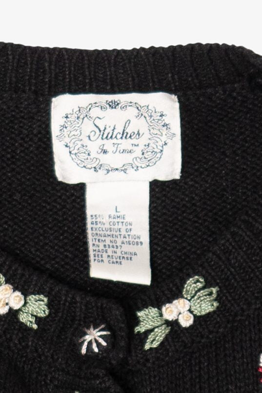 Vintage Stitches In Time Stockings Ugly Christmas Cardigan (1990s)
