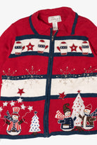 Vintage Sarah Bentley Snowmen Ugly Christmas Cardigan (1990s)