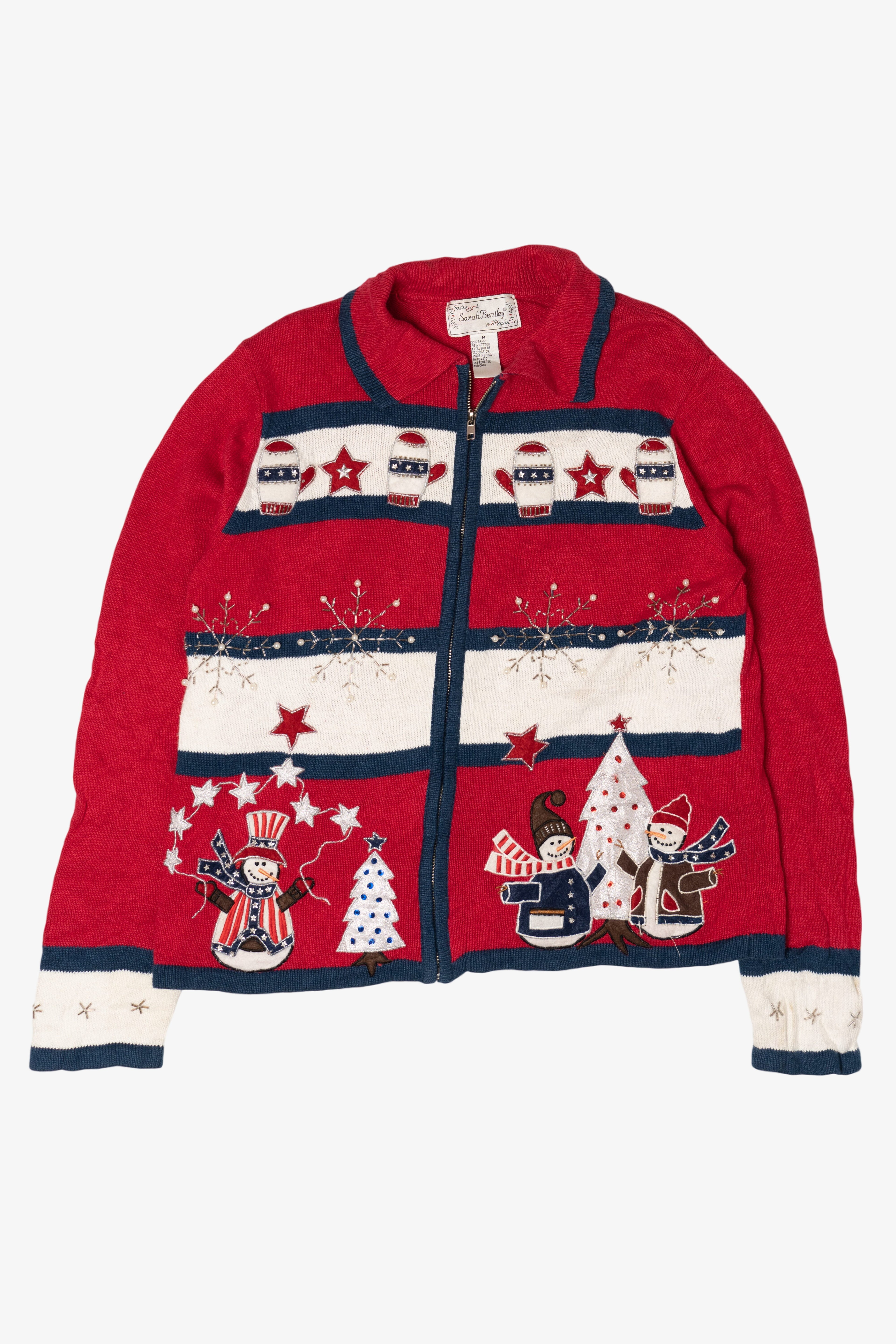 Vintage Sarah Bentley Snowmen Ugly Christmas Cardigan (1990s)