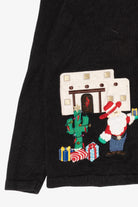 Vintage Cowboy Santa Ugly Christmas Cardigan (2000s)