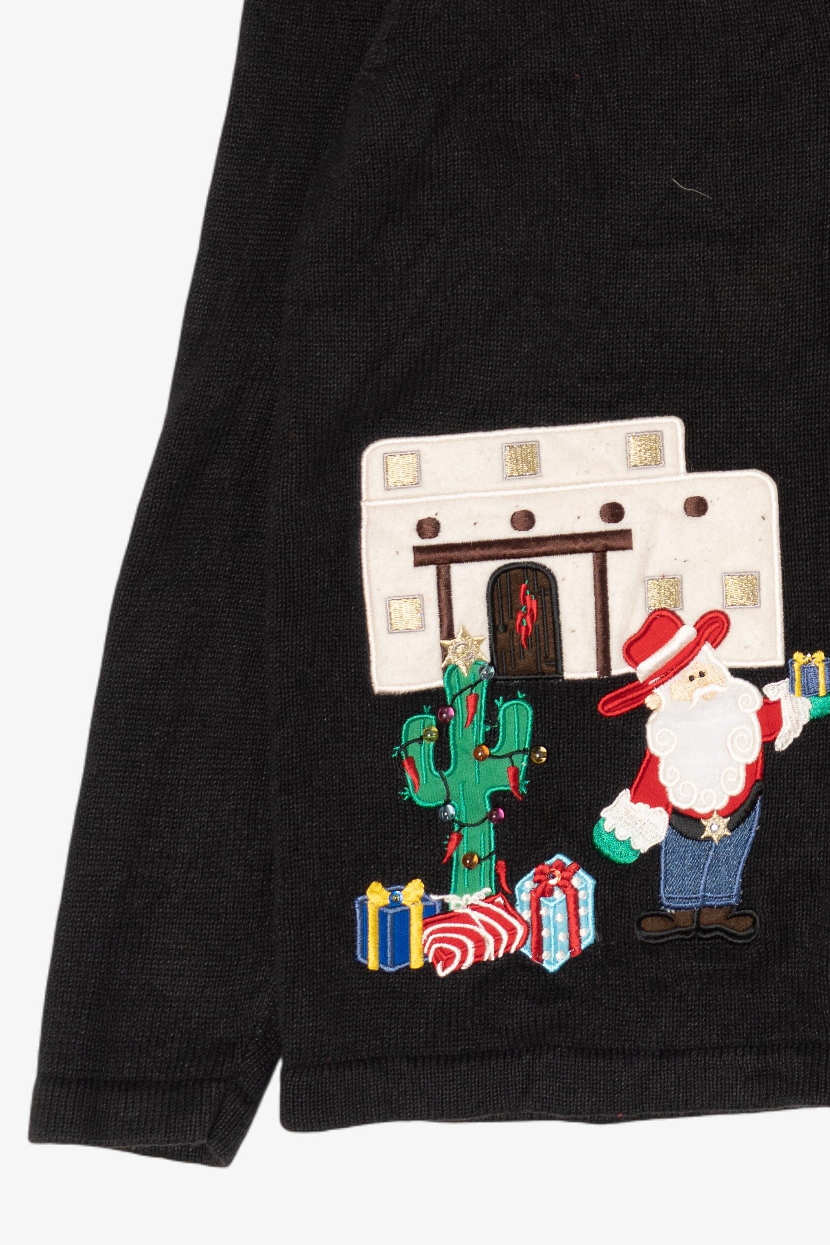 Vintage Cowboy Santa Ugly Christmas Cardigan (2000s)